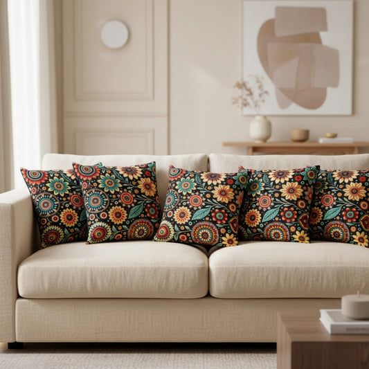 Folk Bloom Floral Cushion Covers