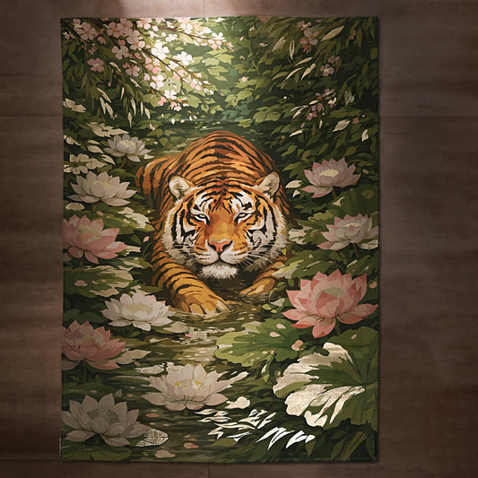 Tiger in the Lotus Garden Carpet