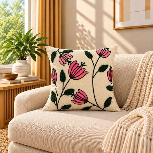 Blush Botanical Bloom Cushion Cover
