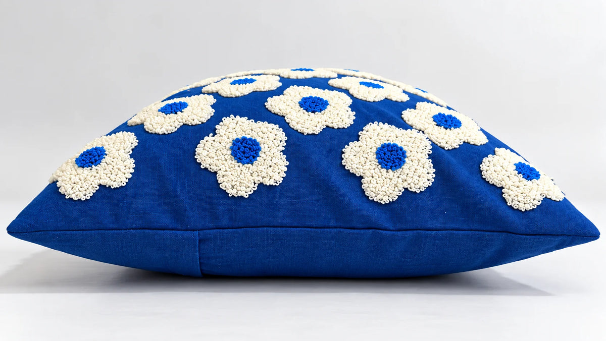 Blue Meadow Bloom Cushion Cover