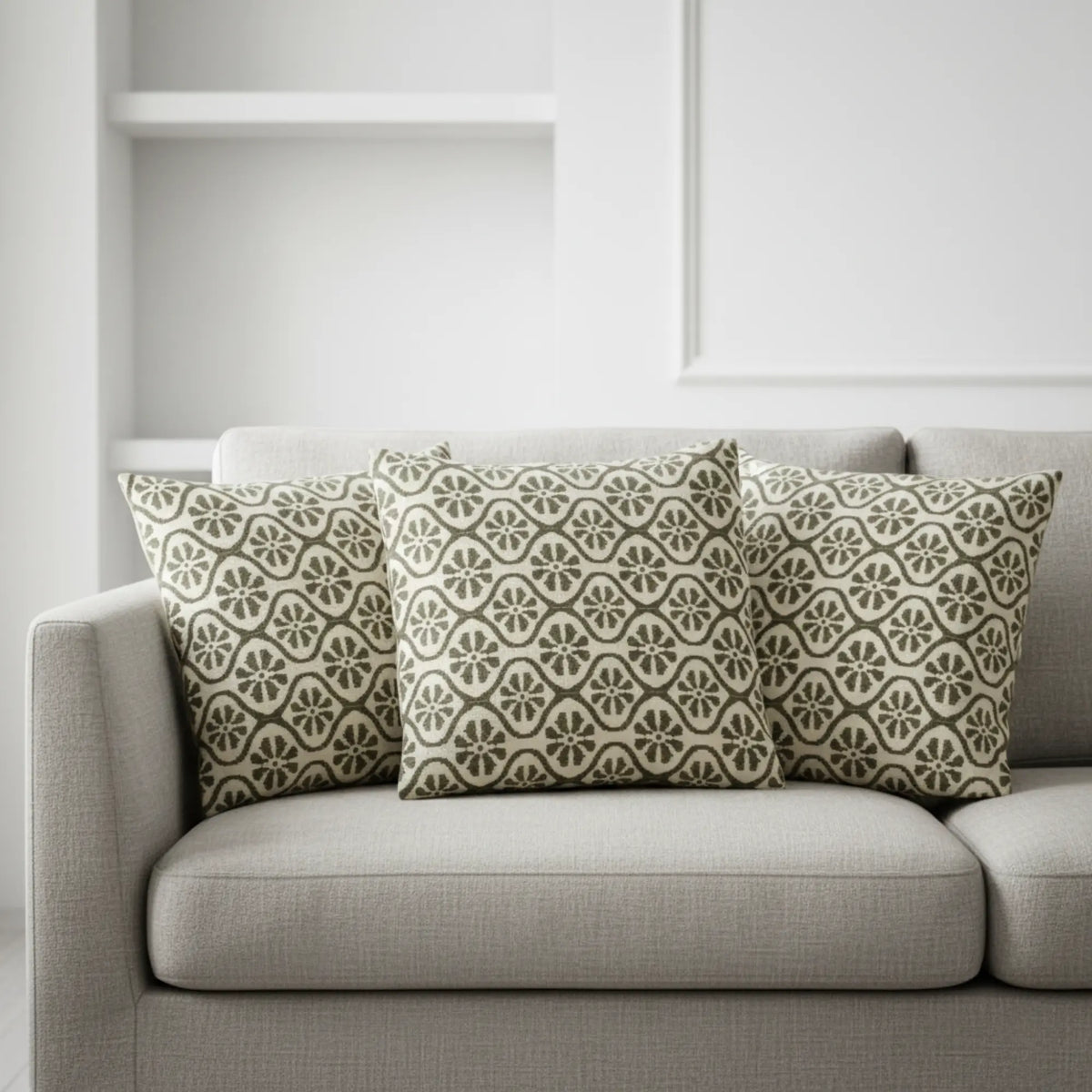 Olive Medallion Trellis Cushion Covers
