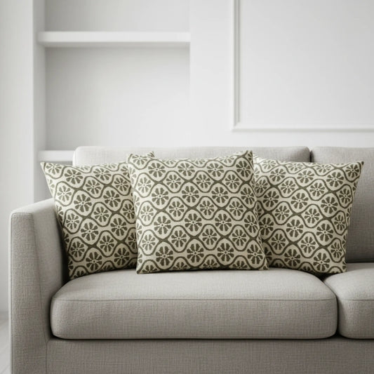 Olive Medallion Trellis Cushion Covers