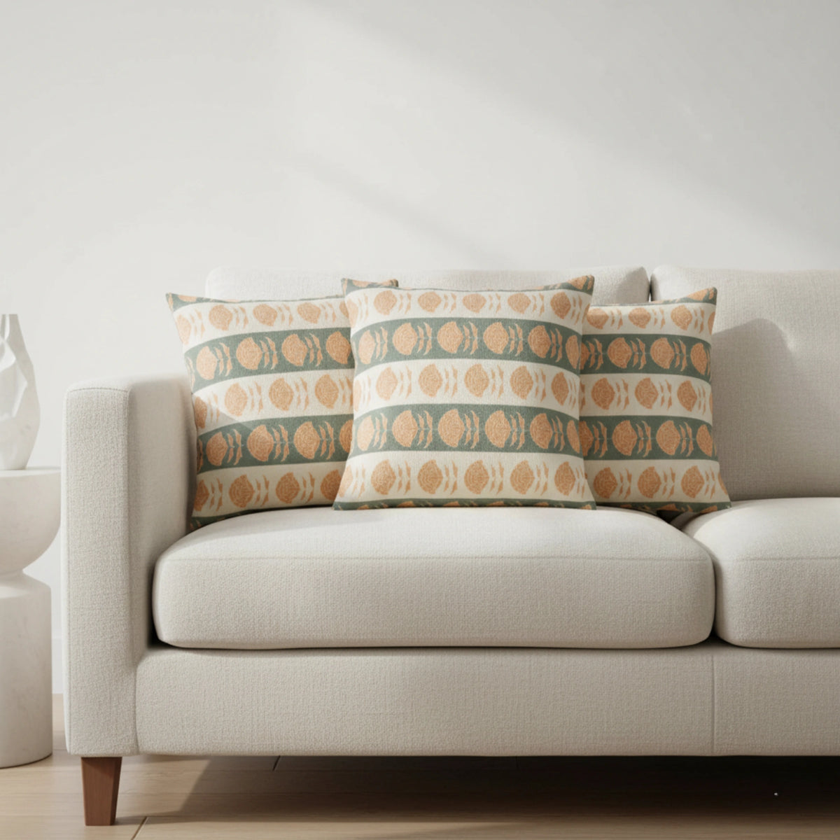 Sage Bloom Stripe Cushion Covers