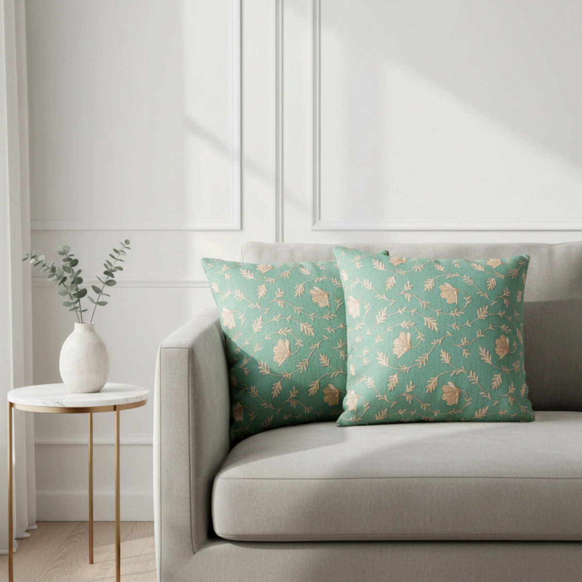 Sage Vine Floral Cushion Covers