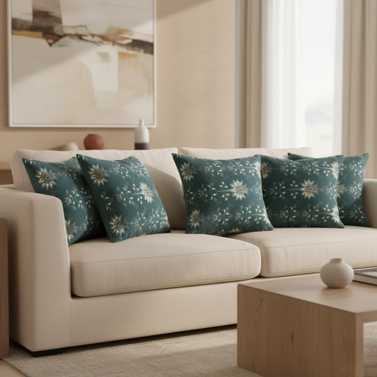 Midnight Lotus Vine Cushion Covers