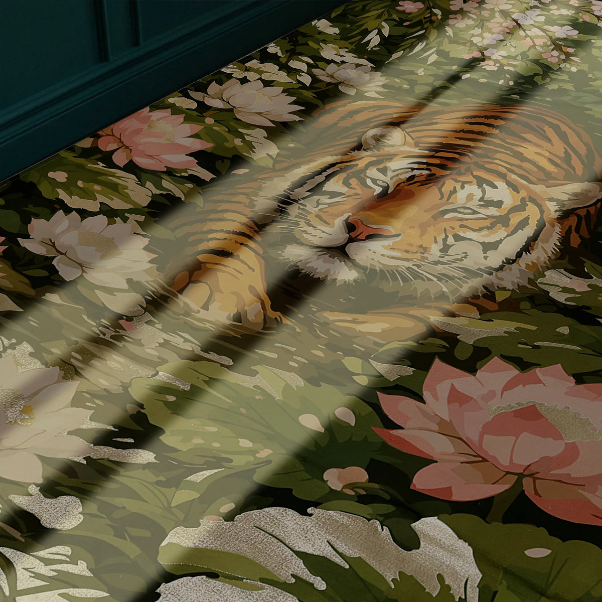 Tiger in the Lotus Garden Carpet