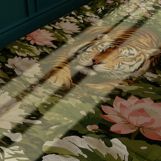 Tiger in the Lotus Garden Carpet
