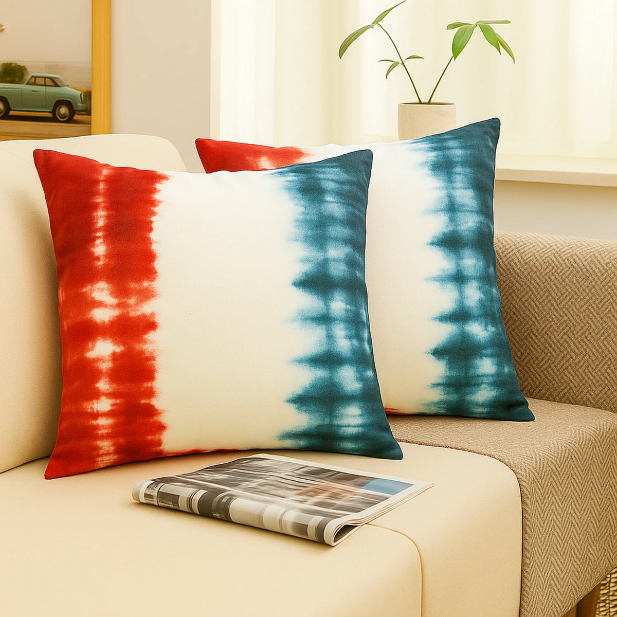 Indigo Sunset Tie-Dye Cushion Covers