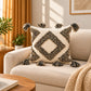 Monochrome Diamond Tassel Cushion Cover