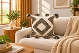 Monochrome Diamond Tassel Cushion Cover