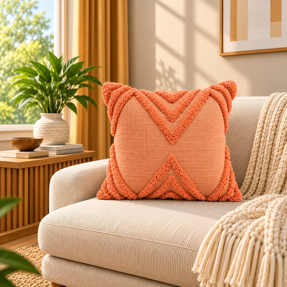 Coral Chevron Cushion Cover