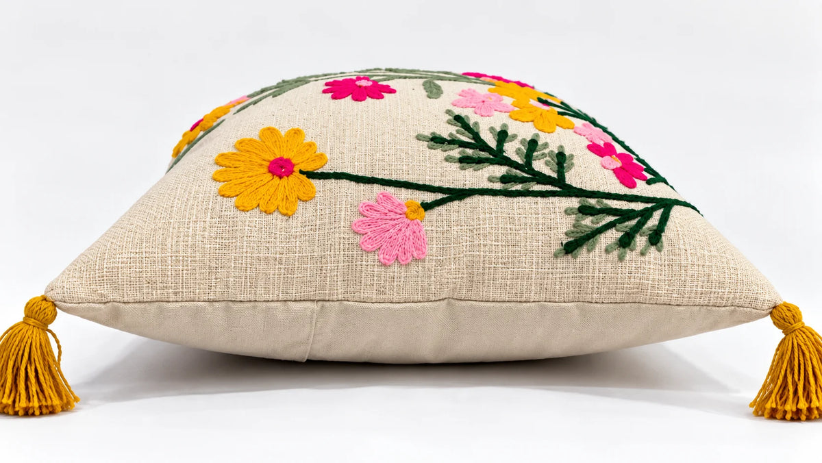 Meadow Bloom Tassel Cushion Cover