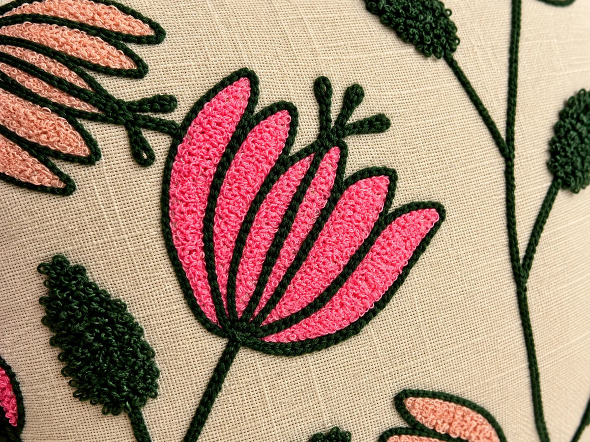 Blush Botanical Bloom Cushion Cover