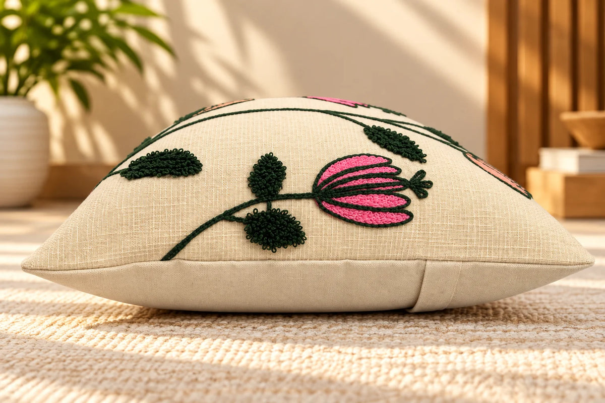 Blush Botanical Bloom Cushion Cover