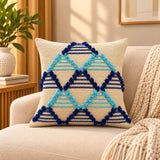 Azure Tribal Weave Cushion Cover