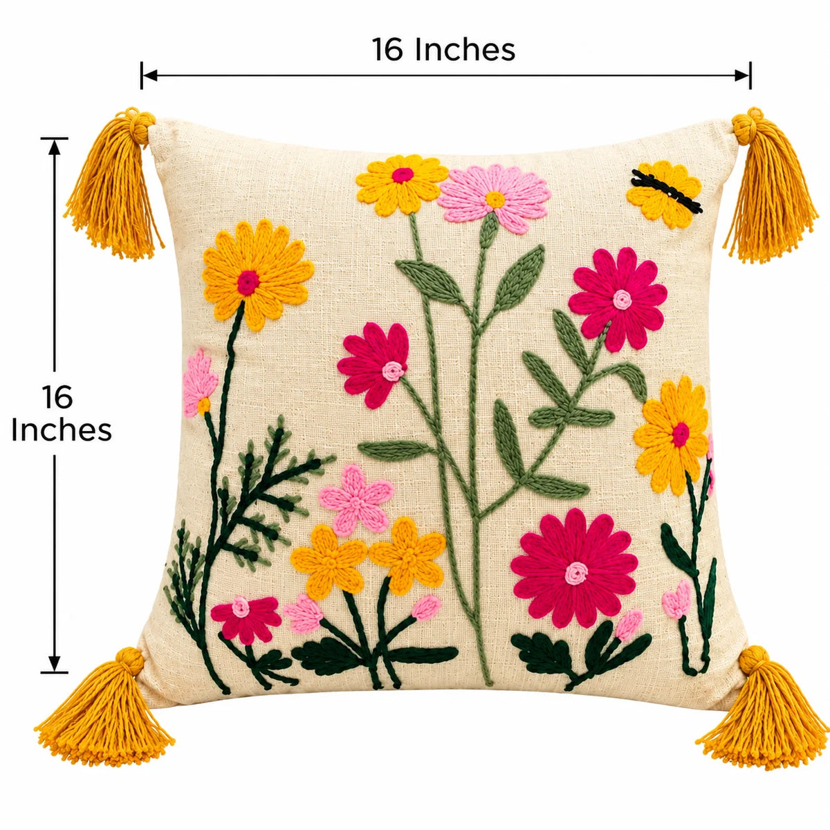 Meadow Bloom Tassel Cushion Cover