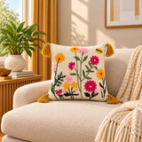 Meadow Bloom Tassel Cushion Cover