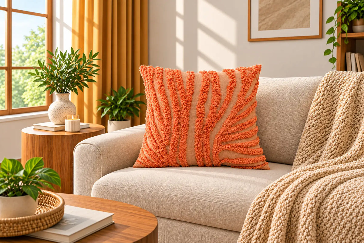 Coral Wave Texture Cushion Cover