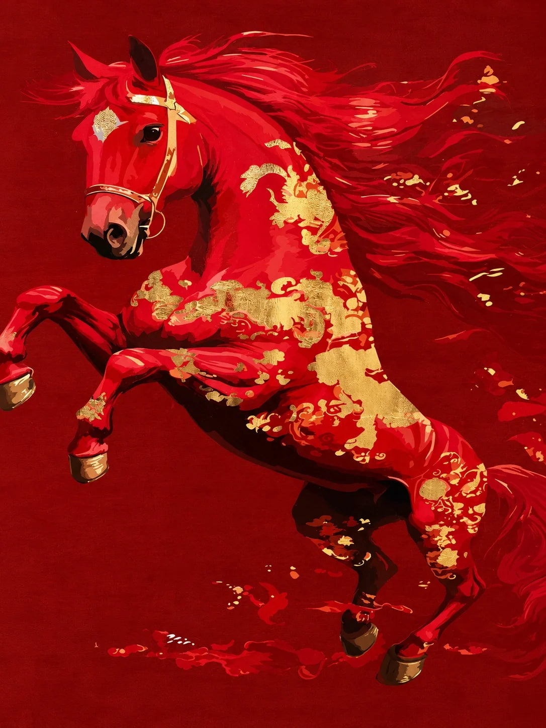 Royal Crimson Horse – Wall Hanging