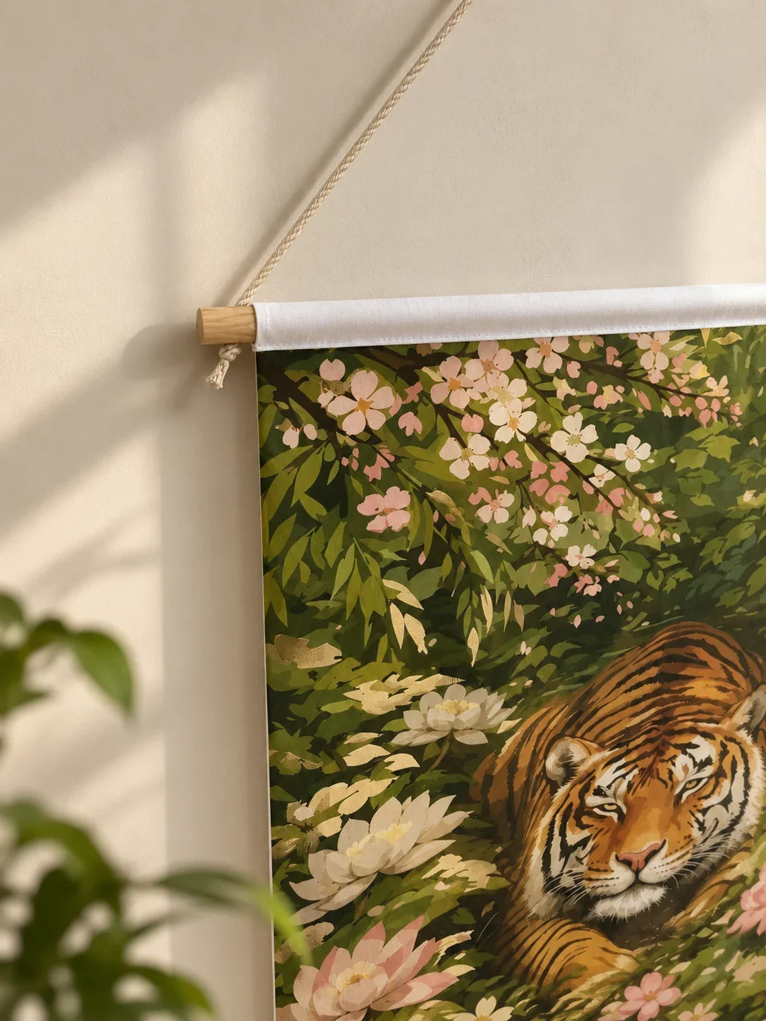 Tiger in the Lotus Garden - Wall Hanging