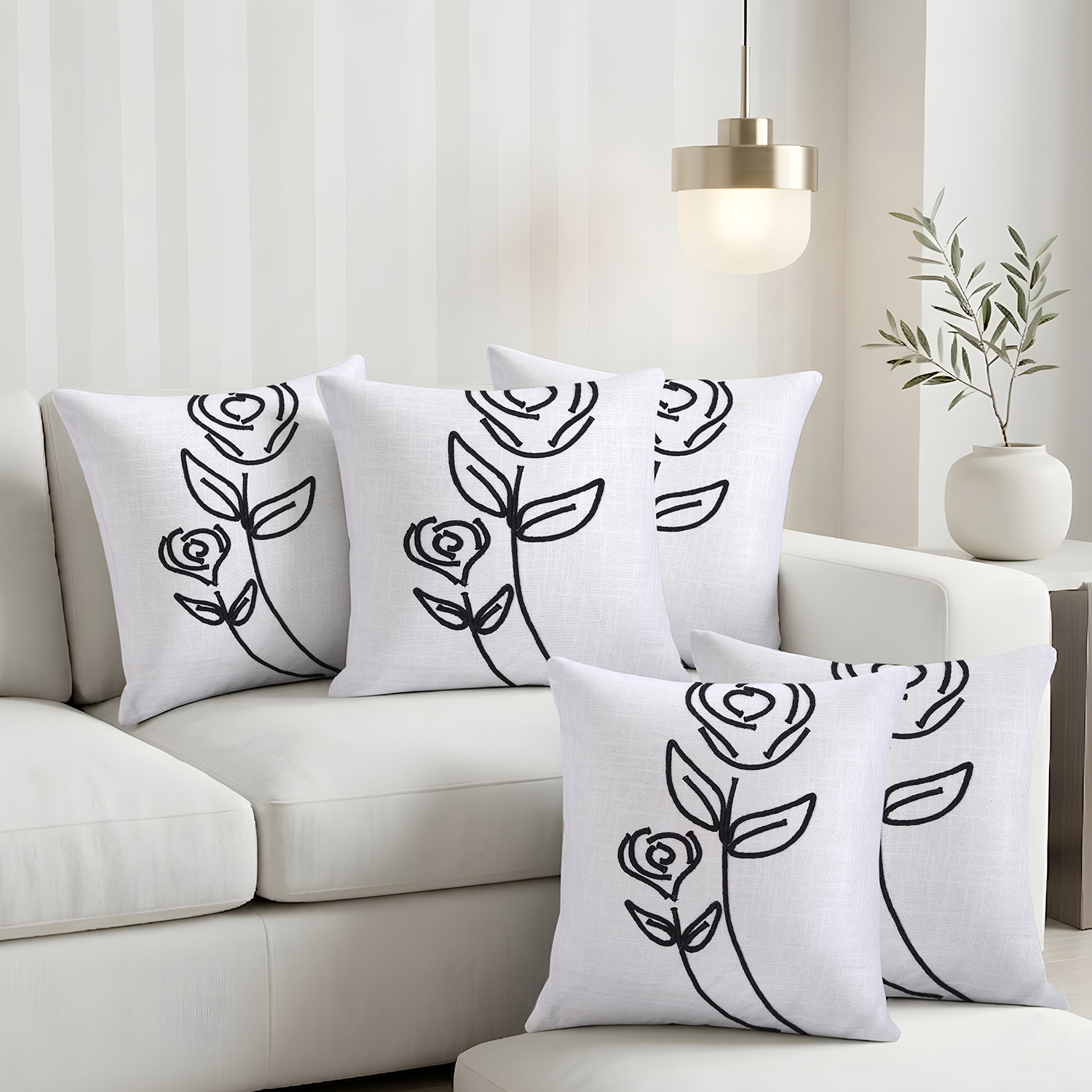 Minimalist Rose Line-Art Cushion Covers