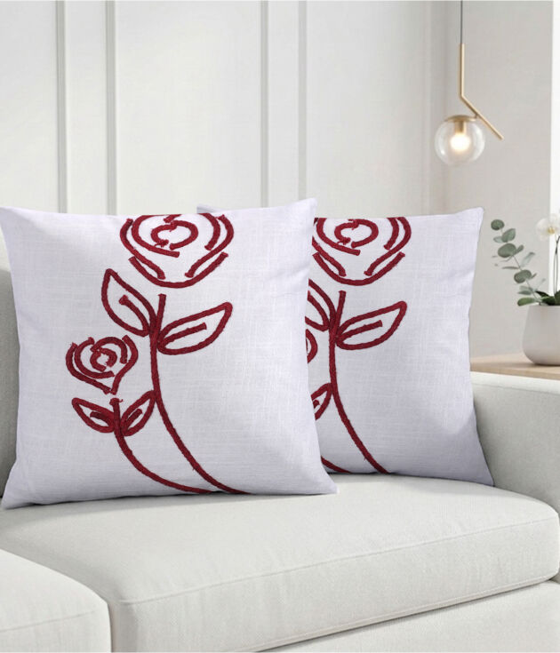 RoseCraft Minimal Embroidered Cushion Covers
