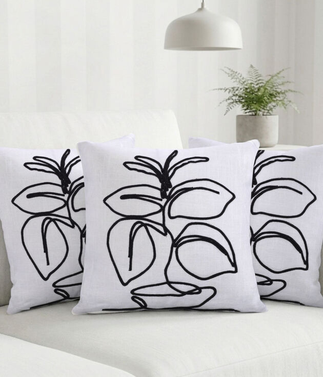 Midnight Leaf sketch Cushion Covers