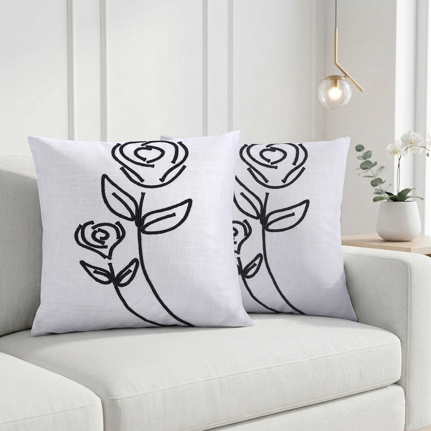 Minimalist Rose Line-Art Cushion Covers