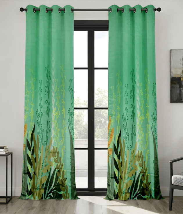 Emerald Bloom Botanical Curtain Set