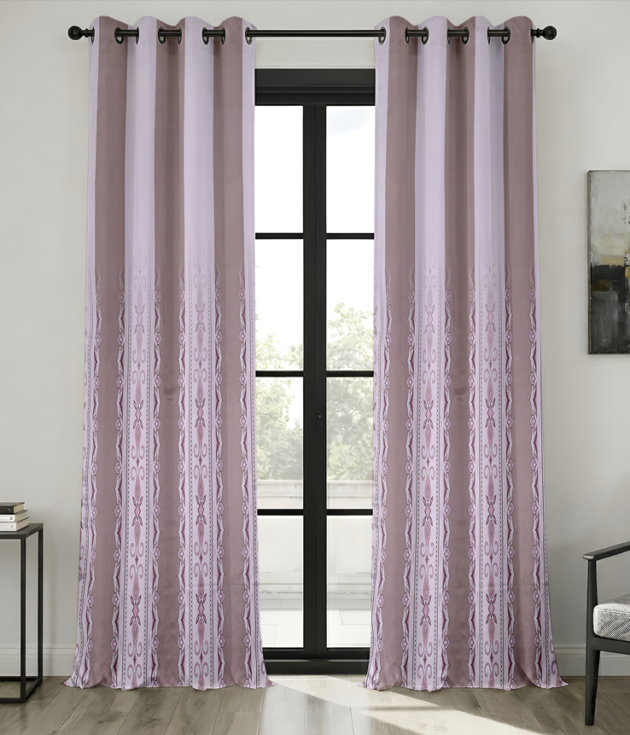Rugenza Blush Ornate Stripe Blackout Curtain Set