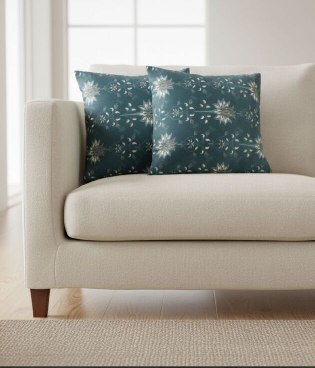 Midnight Lotus Vine Cushion Covers