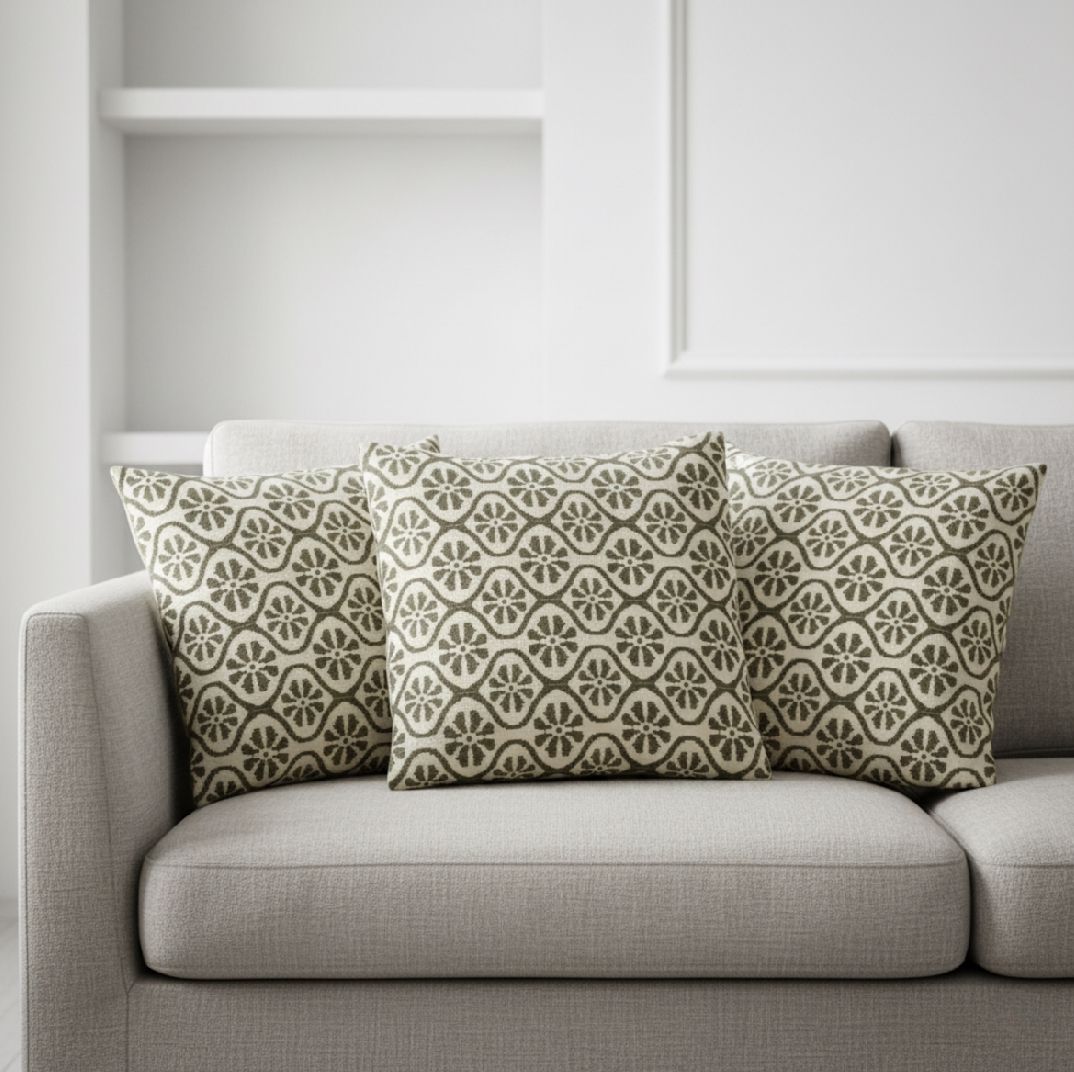 Olive Medallion Trellis Cushion Covers
